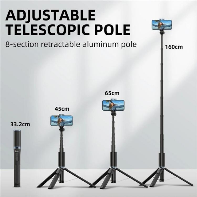 JMARY KT-259 360 Degree Rotating Phone Clip Retractable Selfie Stick Tripod, KT-259